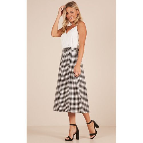 Ladylike Plaid Split Joint High Waist Slit Dip Hem Long Women Skirts