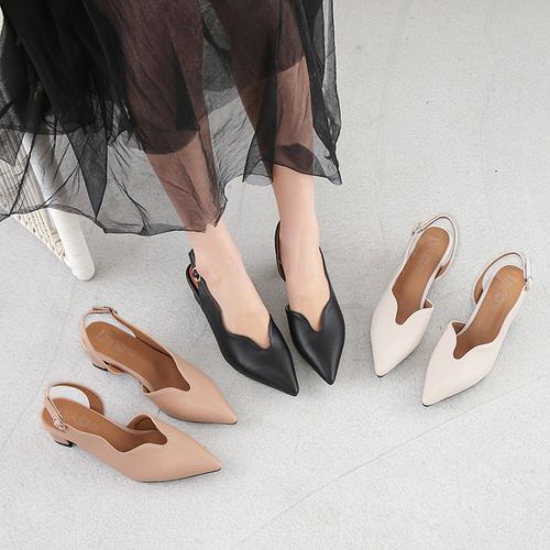 Women Pointed Toe Slingbacks High Heel Chunky Sandals