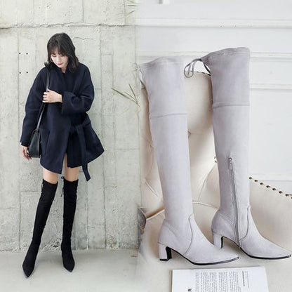 pointed toe Women High Heel Thigh High Boots