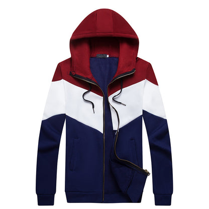 Men's Tri-color Stitching Zipper Sweaters