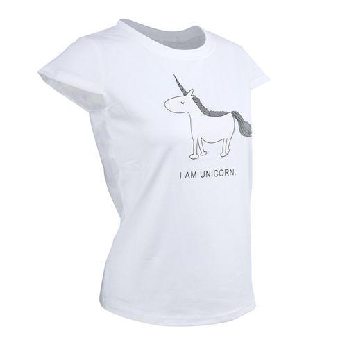 Unicorn Animal Pattern Print Top Round Collar Short-sleeved Women T Shirts