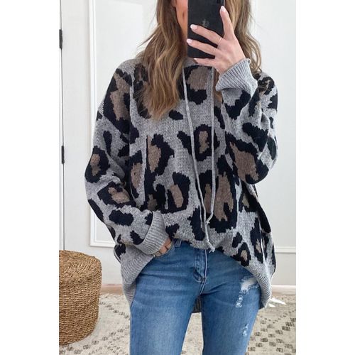 Leopard Print Hoodie Thick Sweater for Women