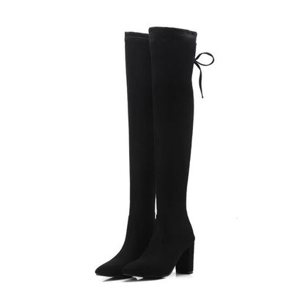 Women Velvet High Heel Tall Boots