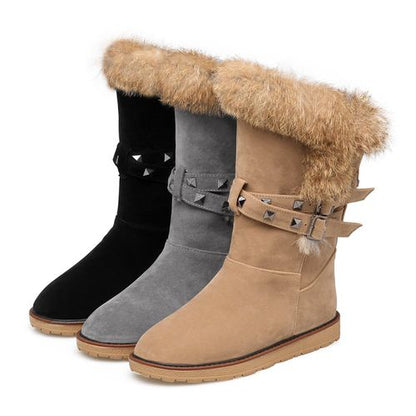 Round Toe Rivets Women's Snow Boots