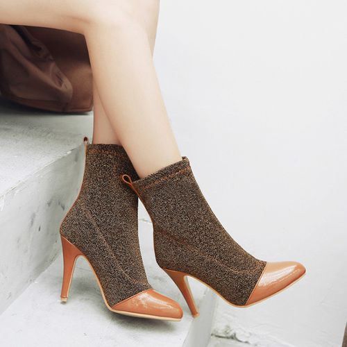 Pointed Toe Women High Heels Stiletto Heeled Short Boots