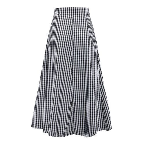 Ladylike Plaid Split Joint High Waist Slit Dip Hem Long Women Skirts