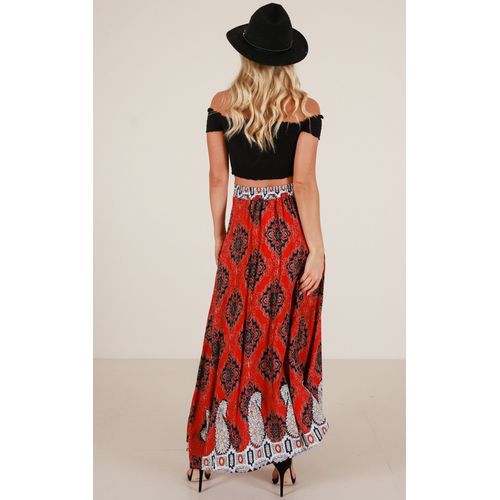 Fashion Printed Cross-tied Long Women Skirts