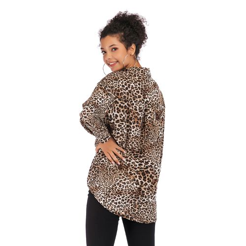 Sexy Leopard Print Mid-spring Loose Show Thin Women Blouses