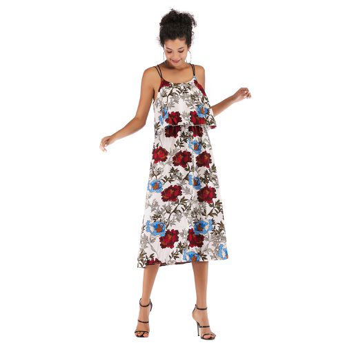 Floral Print on Chiffon Skirt Women Dresses