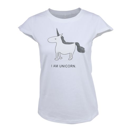 Unicorn Animal Pattern Print Top Round Collar Short-sleeved Women T Shirts