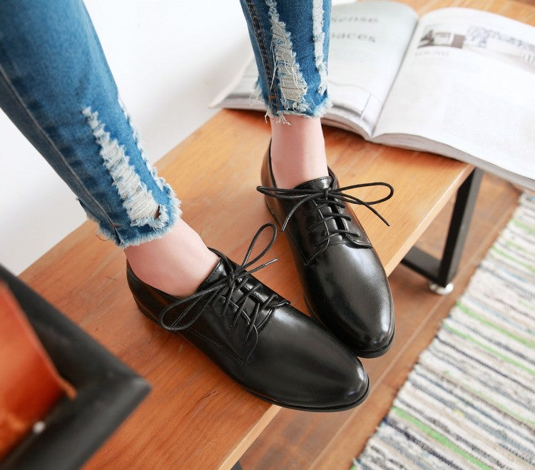 Women's Casual Lace Up Low Heels Shoes