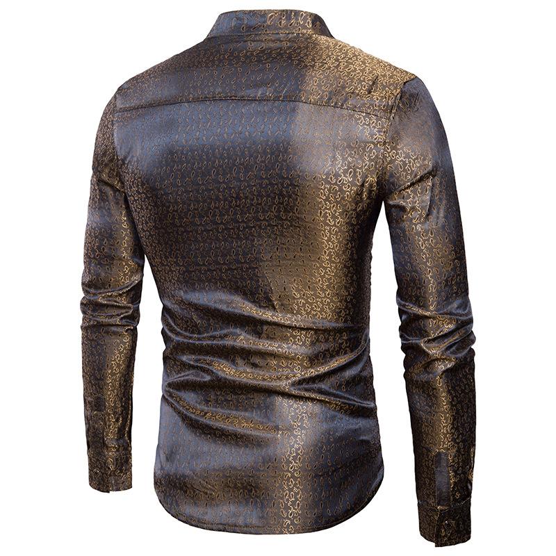 Men's Shiny Night Club Tadpole Pattern Trend-Setters Swallow Collar Long Sleeves Shirts