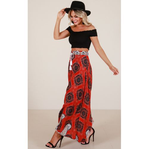 Fashion Printed Cross-tied Long Women Skirts