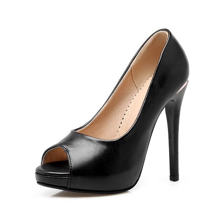 Women's Sexy Fish Mouth Stiletto Heel Platform Pumps