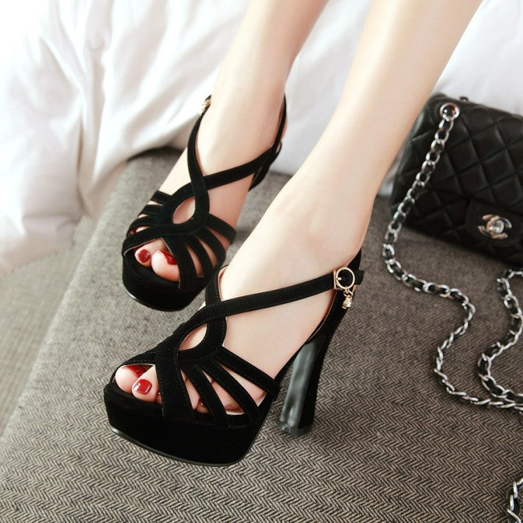 Women High Heels Rough Heel Platform Sandals