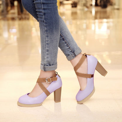 Cross Buckle High Heels Pumps