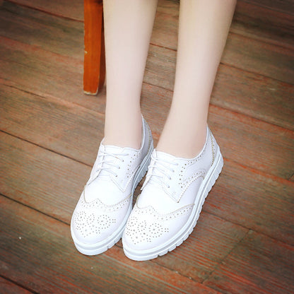 Girls Lace Up Breathable Oxfords Flat Shoes