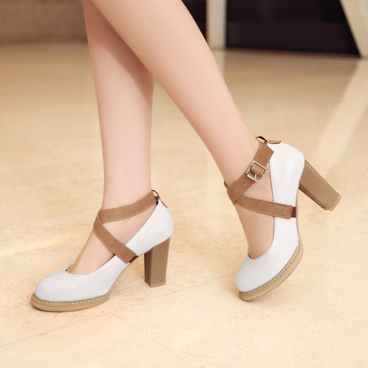 Cross Buckle High Heels Pumps