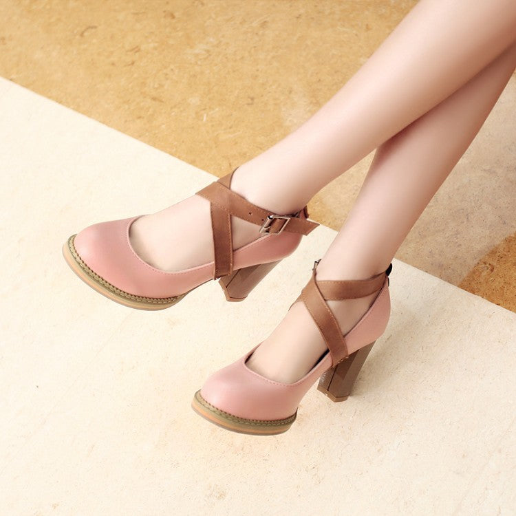 Cross Buckle High Heels Pumps