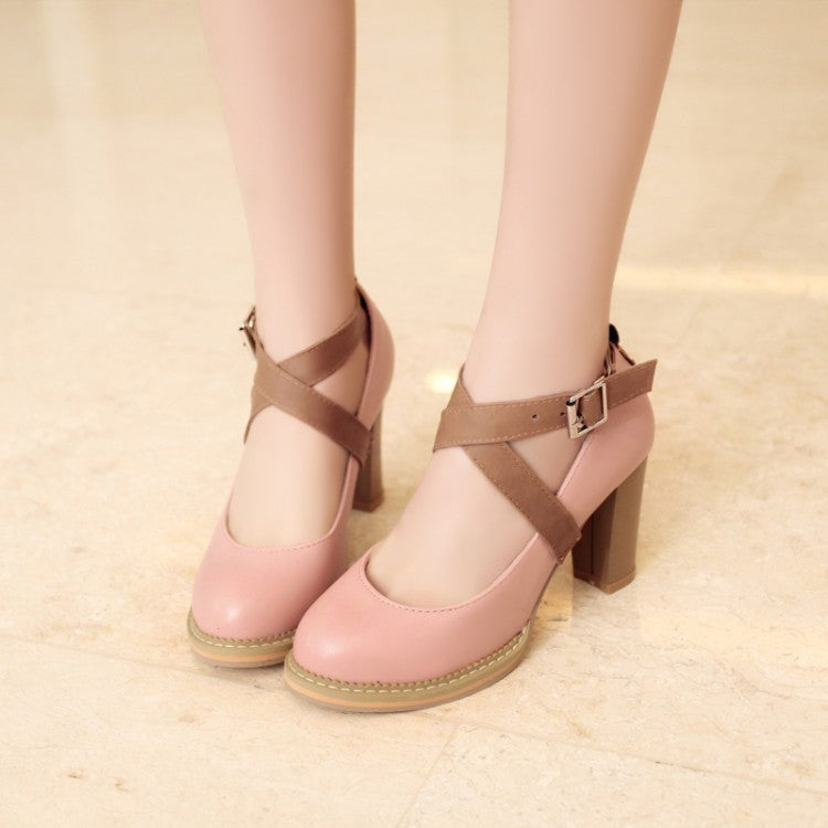 Cross Buckle High Heels Pumps