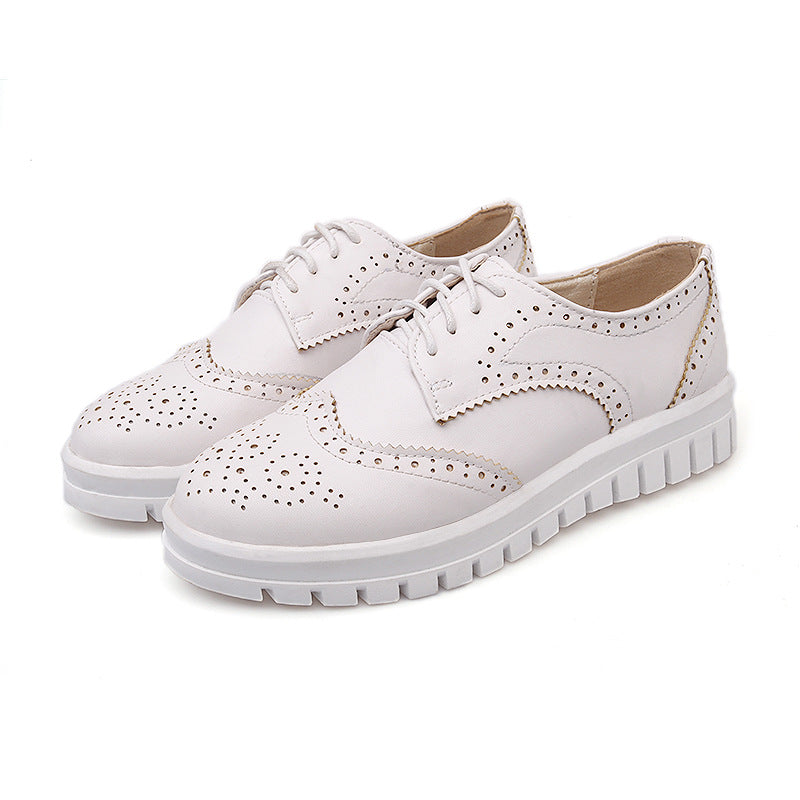 Girls Lace Up Breathable Oxfords Flat Shoes