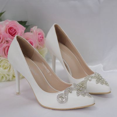 Women Pointed Toe Rhinestone Stiletto Heel Pumps Wedding Shoes