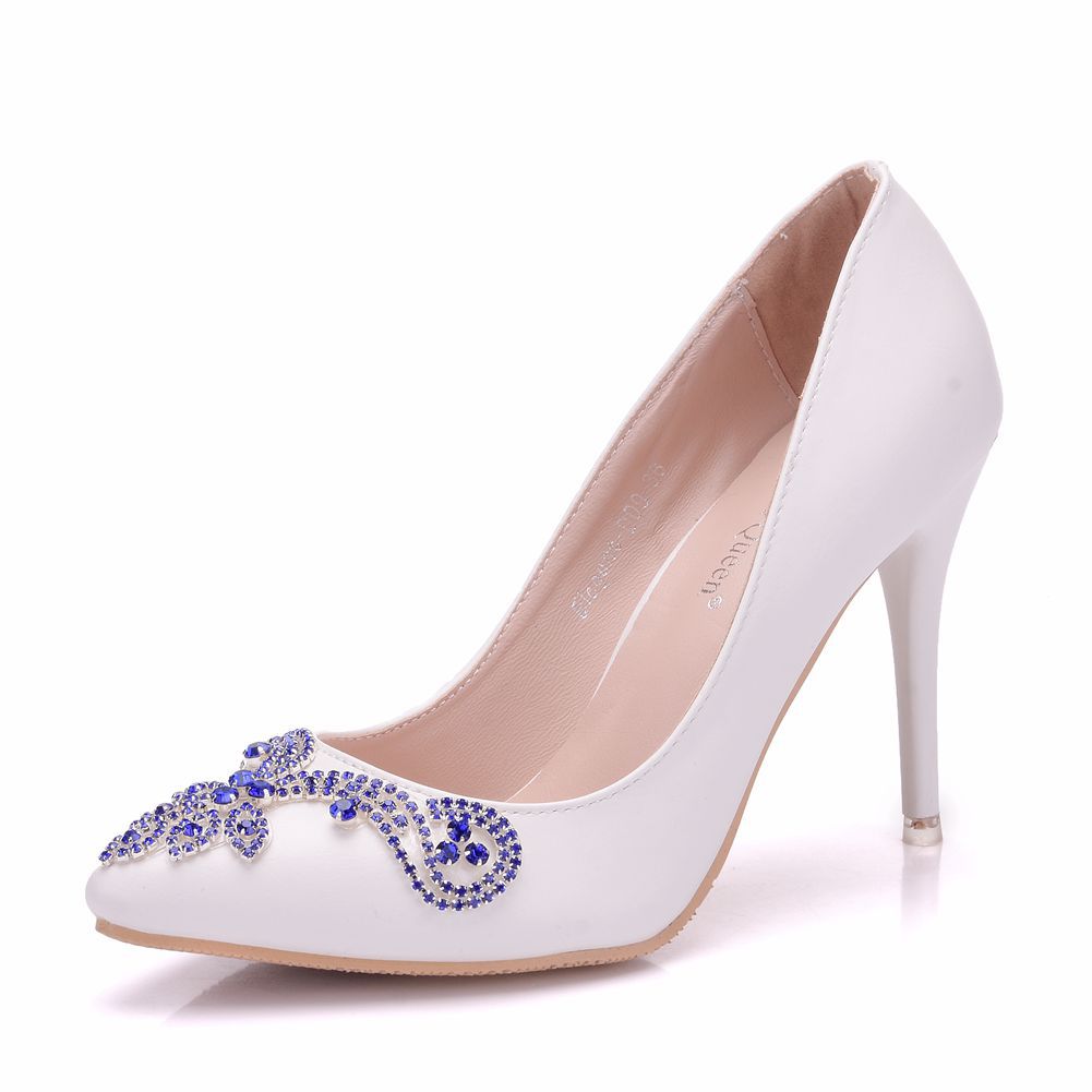 Women Pointed Toe Rhinestone Stiletto Heel Pumps Wedding Shoes