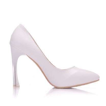 Women Crystal Pointed Toe Ribbons Stiletto Heel Wedding Pumps