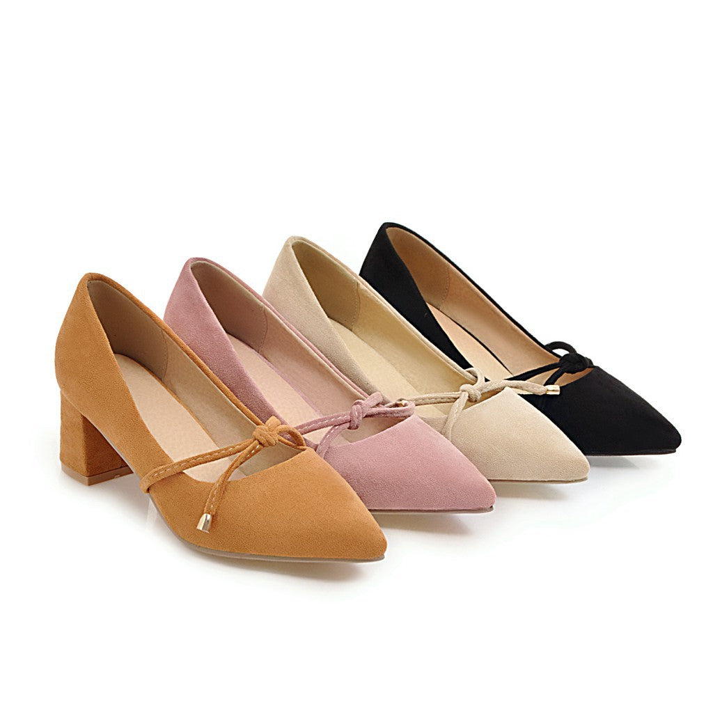 Shallow Mouth Pointed Toe Women's Pumps Middle Heels Shoes