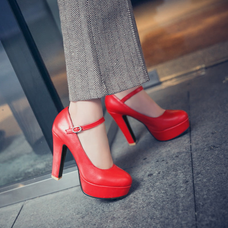 Ankle Strap Platform Pumps High Heels