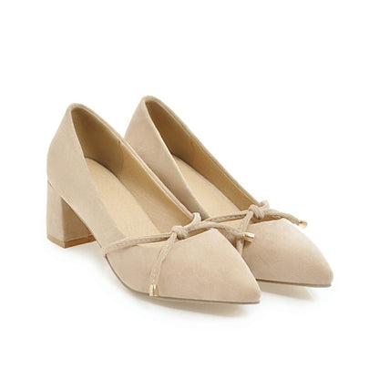 Shallow Mouth Pointed Toe Women's Pumps Middle Heels Shoes