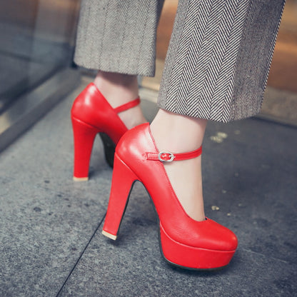 Ankle Strap Platform Pumps High Heels