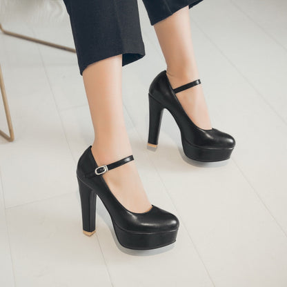 Ankle Strap Platform Pumps High Heels