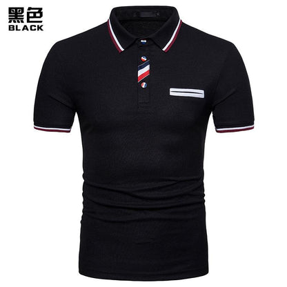 Men's Button Color Block Short Sleeves T-shirt