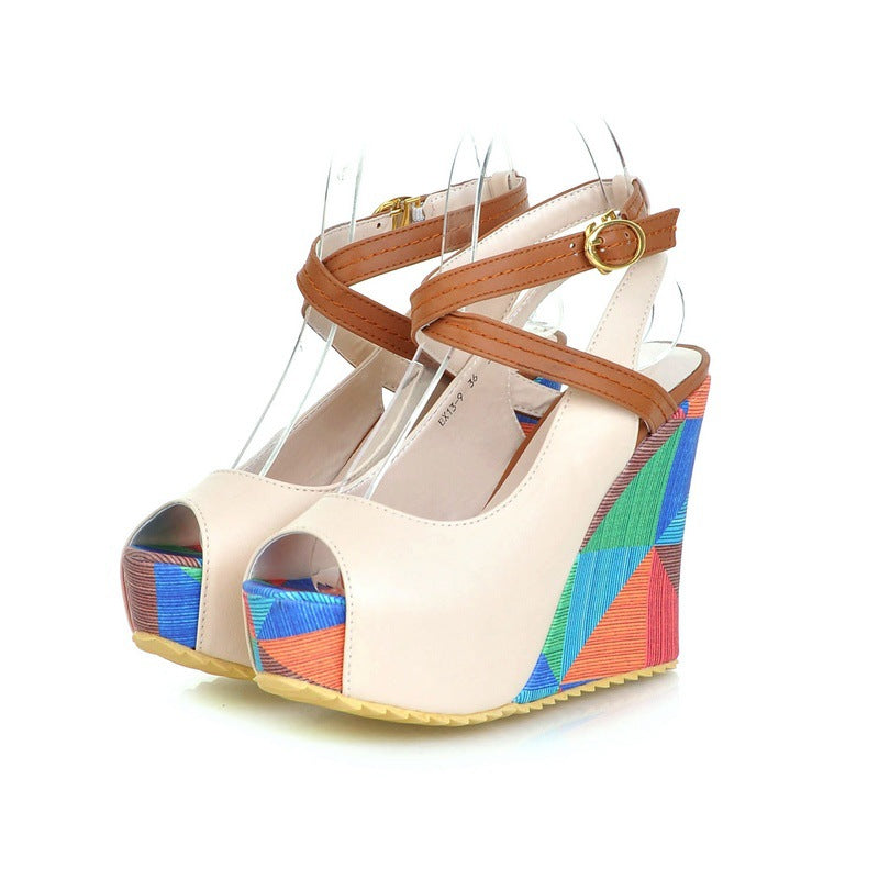 Women's Open Toe Platform Wedge Sandals