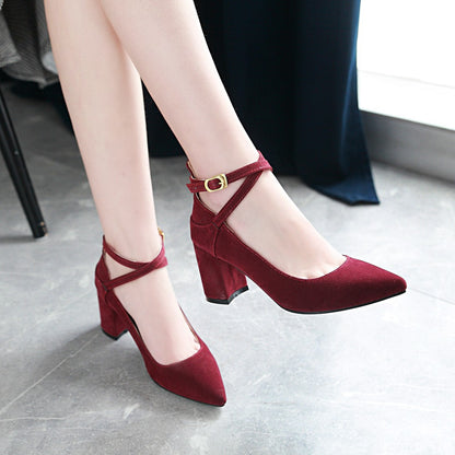 Buckle Women Chunky Heel Pumps