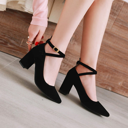 Buckle Women Chunky Heel Pumps