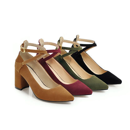 Buckle Women Chunky Heel Pumps