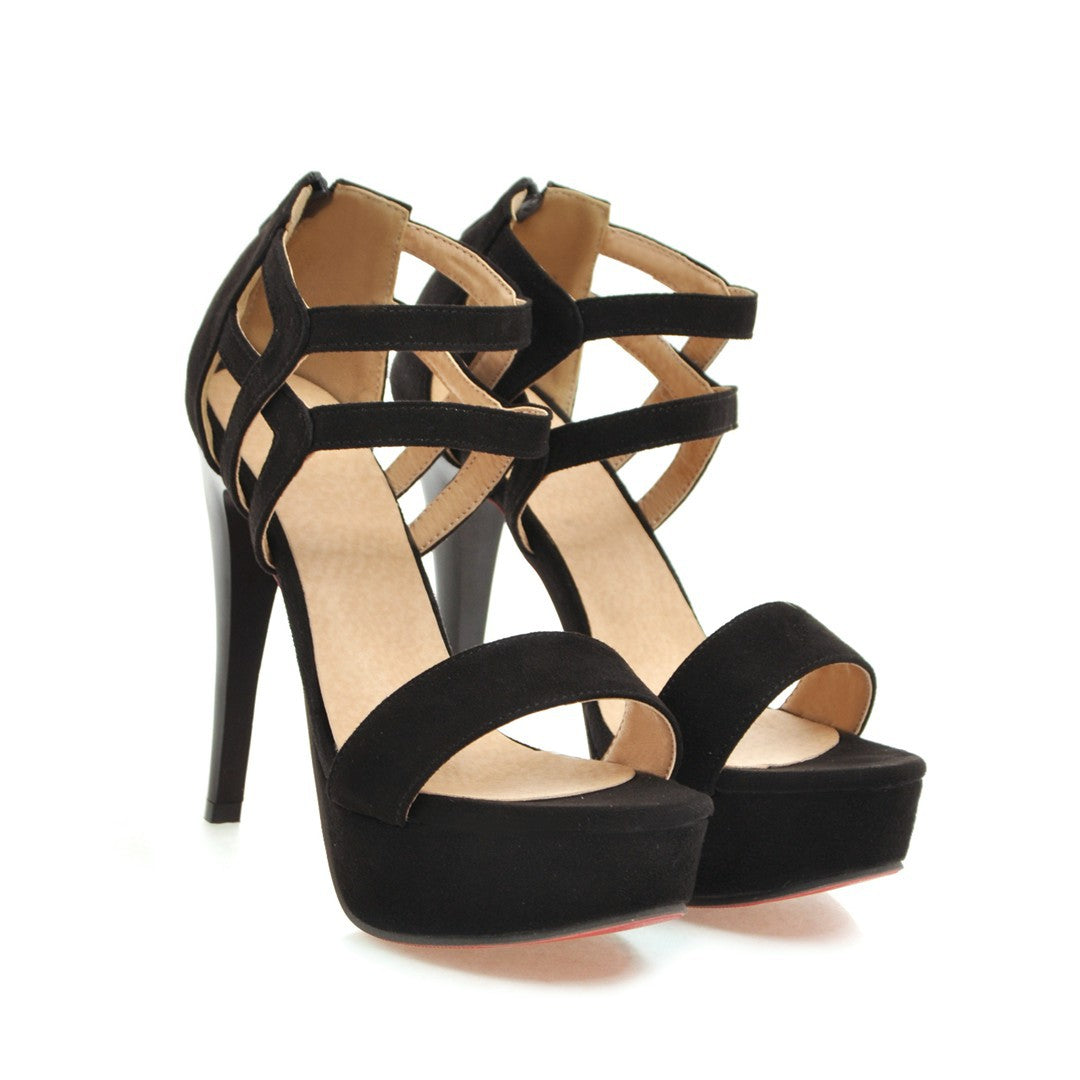 Women's High Heel Ankle Strap Hollowed-out Stiletto Heel Platform Sandals