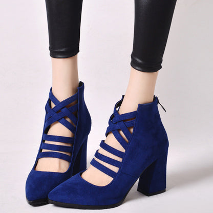 Women's High Heels Pointy Platform Chunky Heel Summer Boots