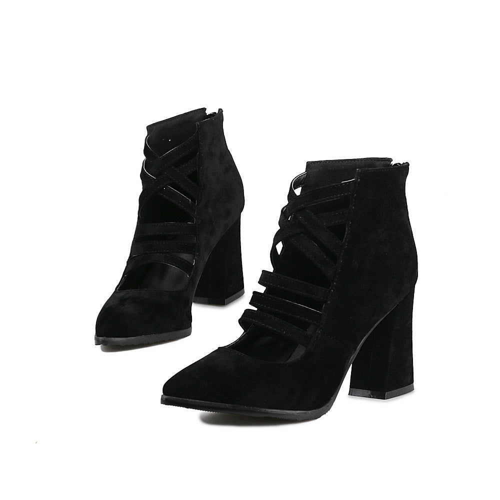 Women's High Heels Pointy Platform Chunky Heel Summer Boots