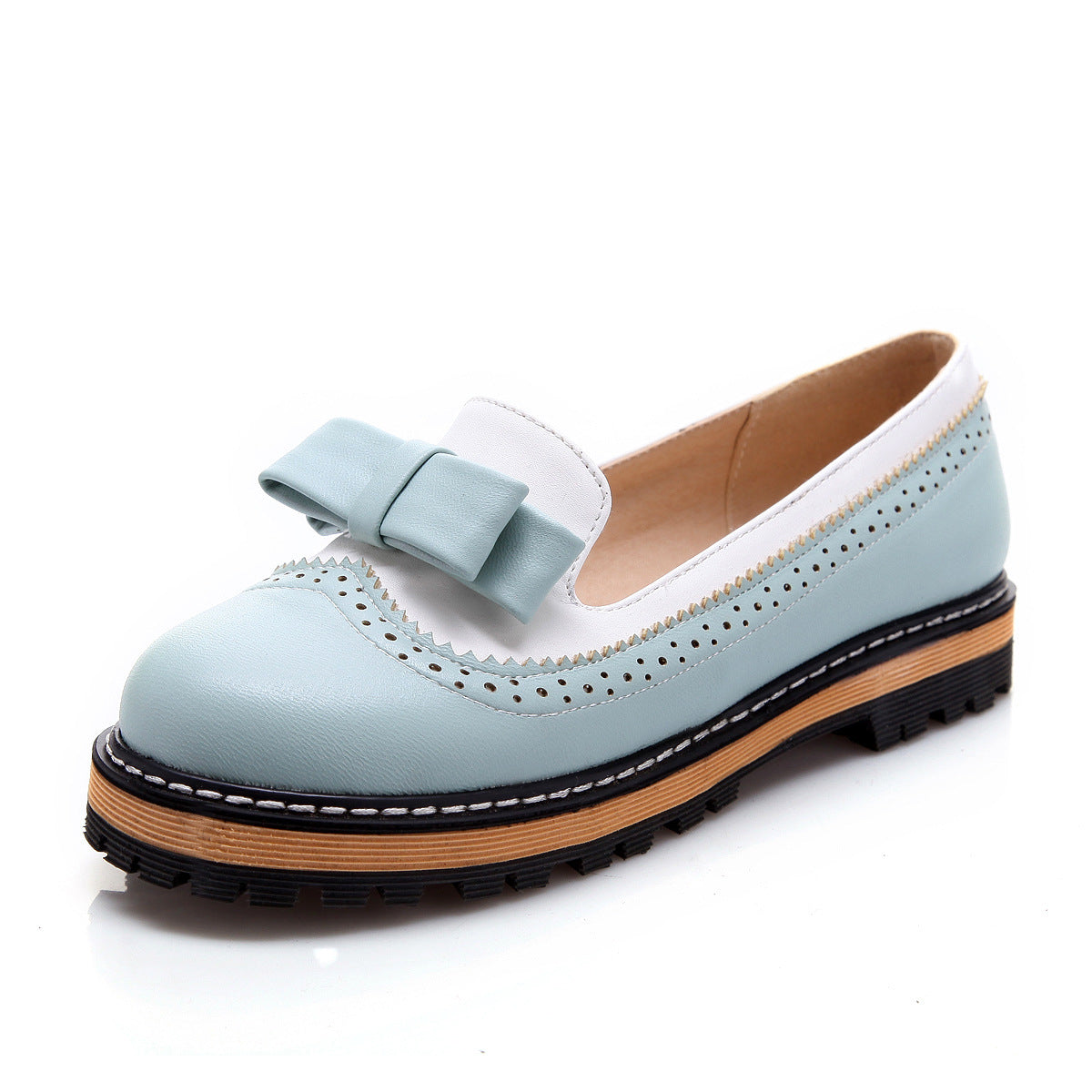 Girls Sweet Bow Color Matching Flat Shoes