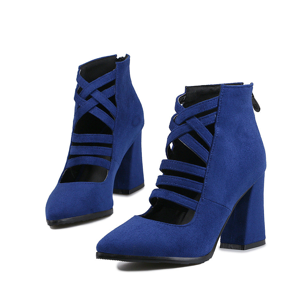 Women's High Heels Pointy Platform Chunky Heel Summer Boots