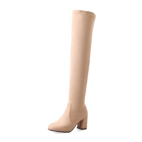 Women Zipper High Heel Thigh High Boots