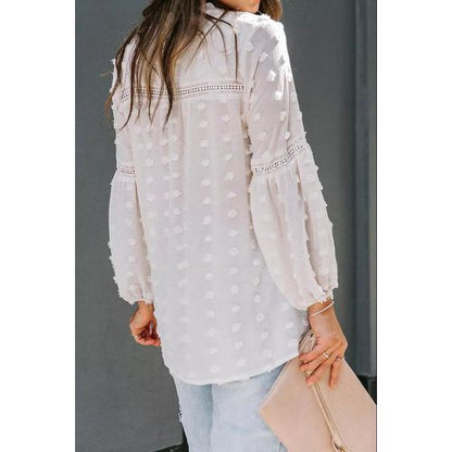 Womens Lotus Leaf Chiffon Long-sleeved Shirt Blouse