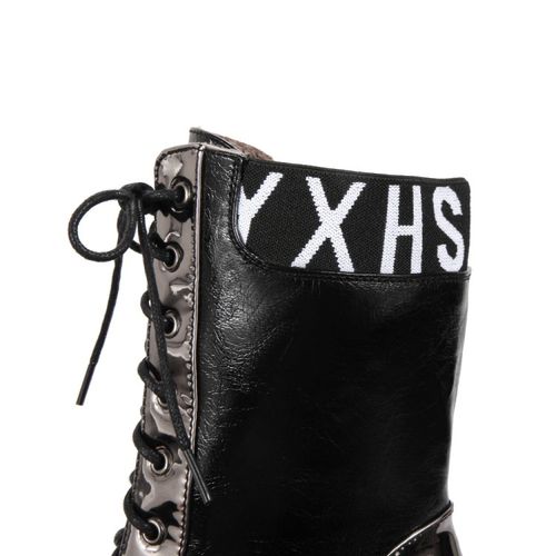 Women Platform Wedges Lace Up Mid Calf Boots