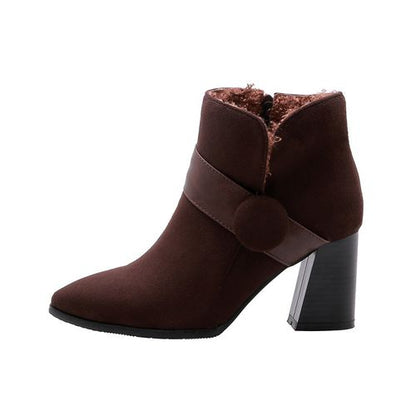 Women Suede High Heels Short Boots