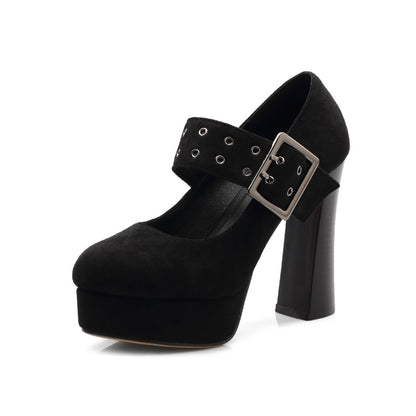 Women's Chunky Heel Pumps High Heel Platform Belt