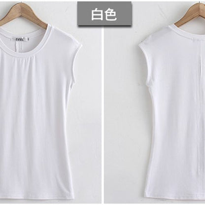 Solid-colored Shoulder-length Bodysuit Round Collar Sexy Short-sleeved Women T Shirts