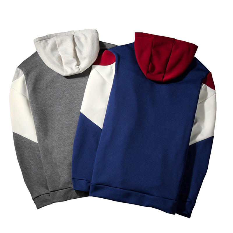 Men's Zipper Hooded Tricolor Stitched Coat Sweaters